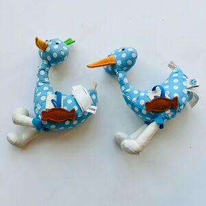 Pottery Barn Kids Crib toy - Blue Plush Bird with Polka Dots